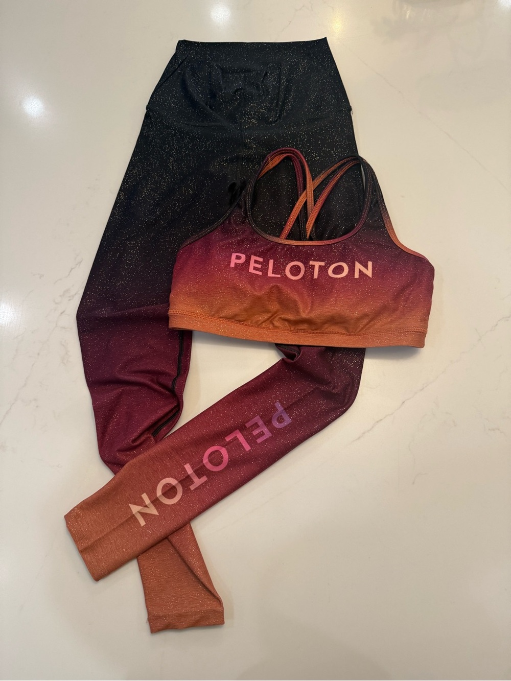 Peloton women’s Ombre Pink-Orange peloton Set - Sports Bra & Leggings